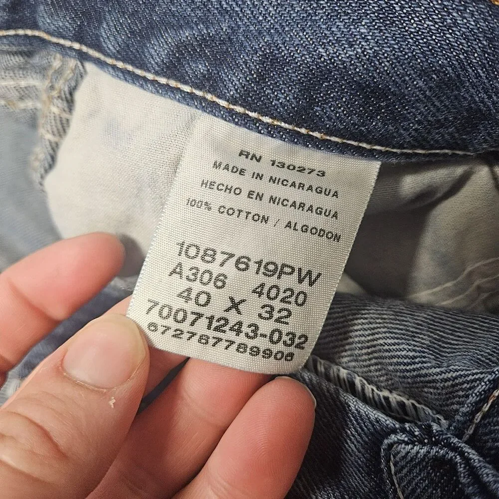 Rustler Wrangler Vintage Relaxed Fit Straight Leg Denim Blue Jeans Men's 40 X 32